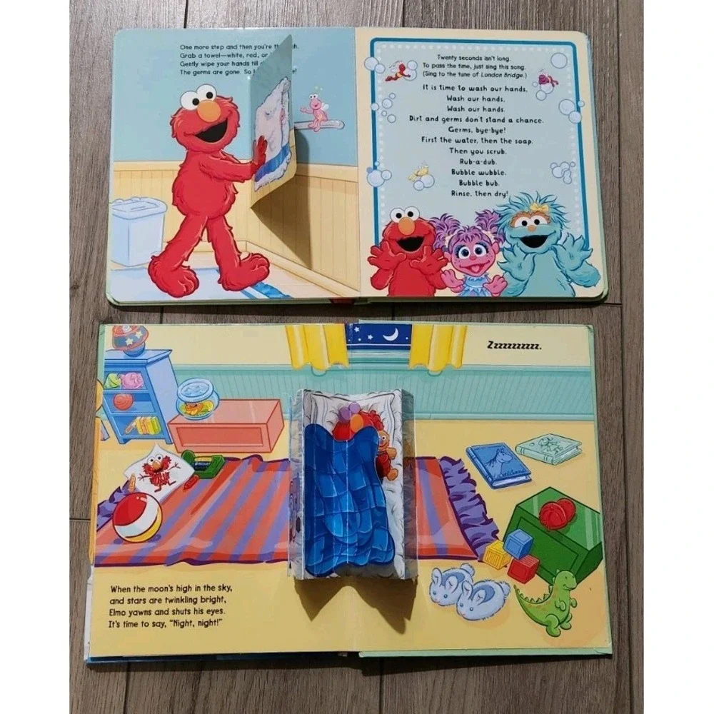 Sesame Street Elmo 2 Flip Kids Board Books Night Happy Healthy‎ Monsters